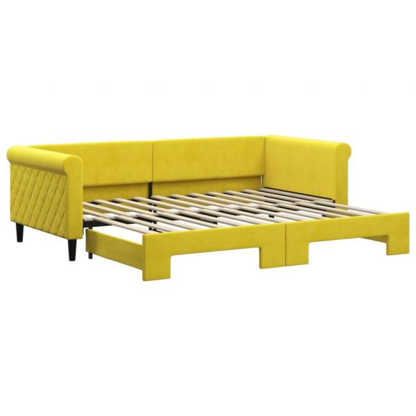 Tagesbett Ausziehbar Gelb 90x200 cm Samt