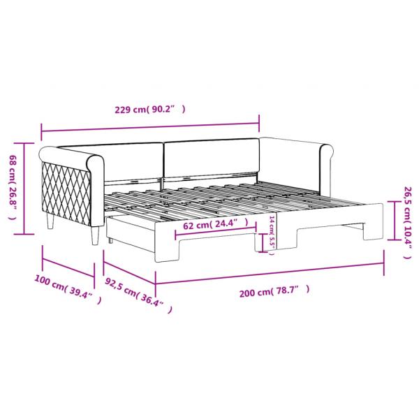 Tagesbett Ausziehbar Gelb 90x200 cm Samt