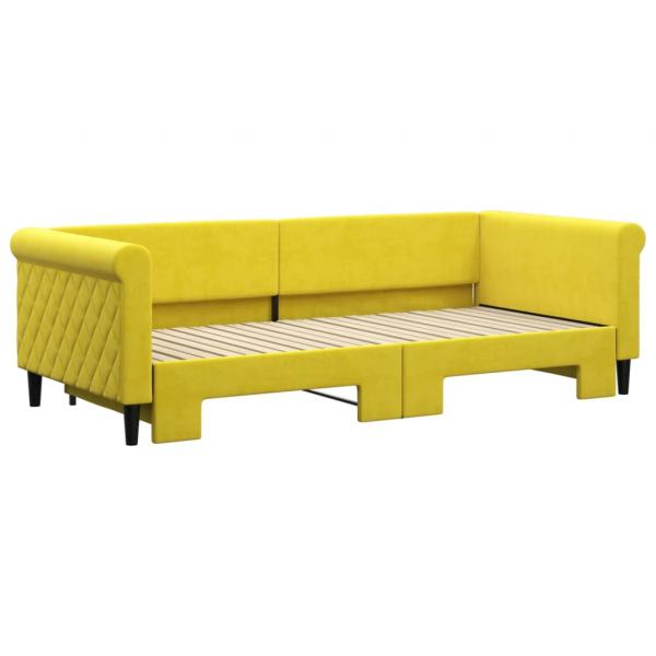 Tagesbett Ausziehbar Gelb 90x200 cm Samt