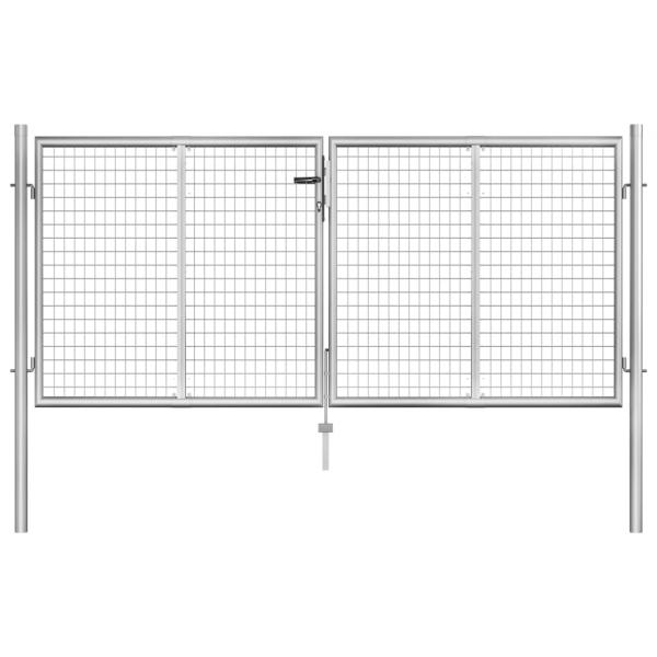 ARDEBO.de - Gartentor Verzinkter Stahl 306 x 150 cm Silbern