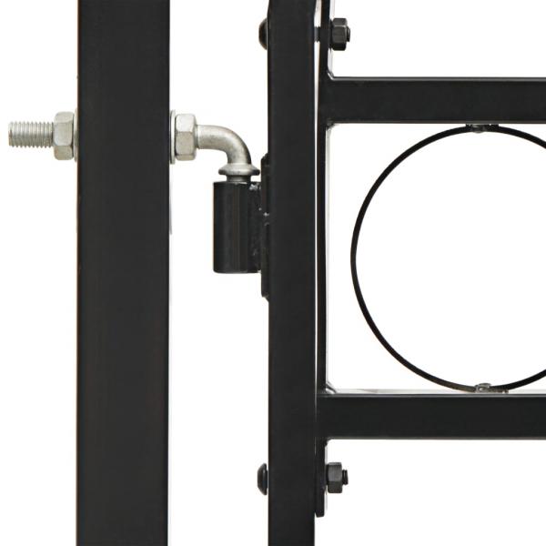 Zauntor Doppelflügel Gewölbte Spitze Stahl 300x175 cm Schwarz