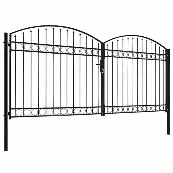 Zauntor Doppelflügel Gewölbte Spitze Stahl 400 x 200 cm Schwarz