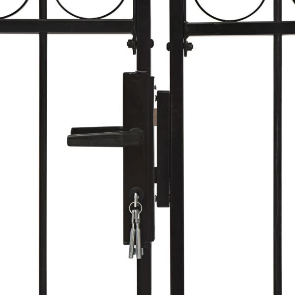 Zauntor Doppelflügel Gewölbte Spitze Stahl 400 x 200 cm Schwarz