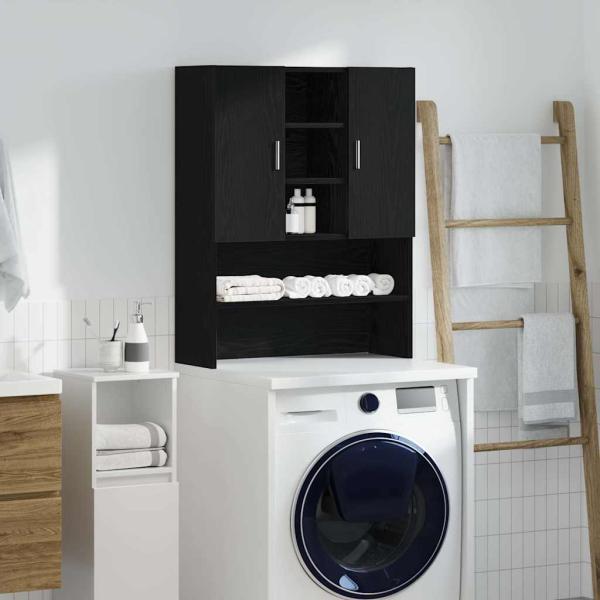 ARDEBO.de - Waschmaschinenschrank Schwarz Eichen-Optik 70,5x25,5x90 cm