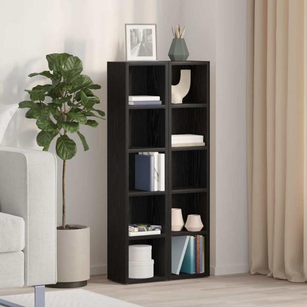 ARDEBO.de - CD-Regale 2Stk. Schwarz Eichen-Optik 21x16x93,5cm Holzwerkstoff
