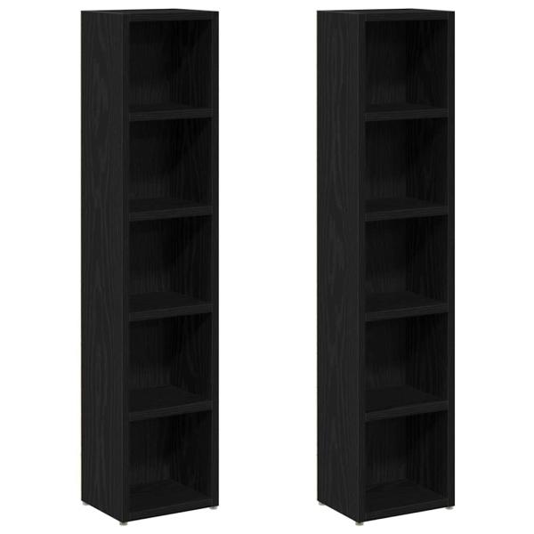 CD-Regale 2Stk. Schwarz Eichen-Optik 21x16x93,5cm Holzwerkstoff