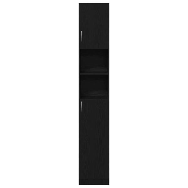 Badschrank Schwarz Eichen-Optik 32x25,5x190 cm Holzwerkstoff
