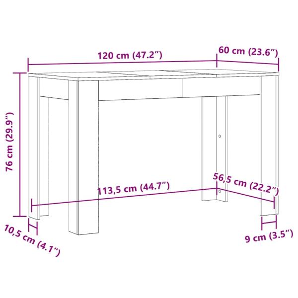 Esstisch Schwarz Eichen-Optik 120x60x76 cm Holzwerkstoff