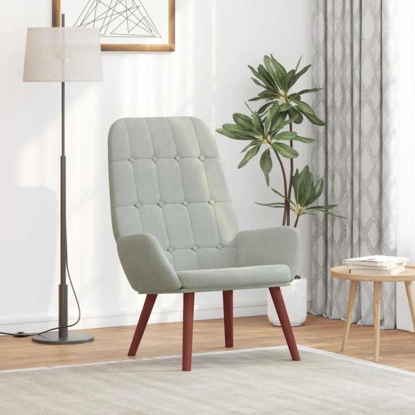 ARDEBO.de - Relaxsessel Hellgrau Samt