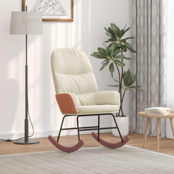 ARDEBO.de - Schaukelstuhl Samt Creme