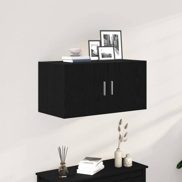 ARDEBO.de - Wandschrank Schwarz Eichen-Optik 80x39x40 cm Holzwerkstoff