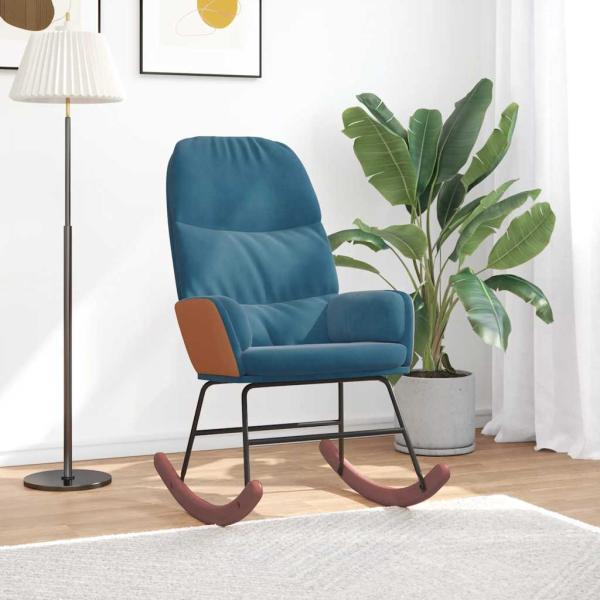 ARDEBO.de - Schaukelstuhl Blau Samt