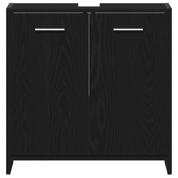 Waschbeckenunterschrank Schwarz Eichen-Optik 60x33x60 cm