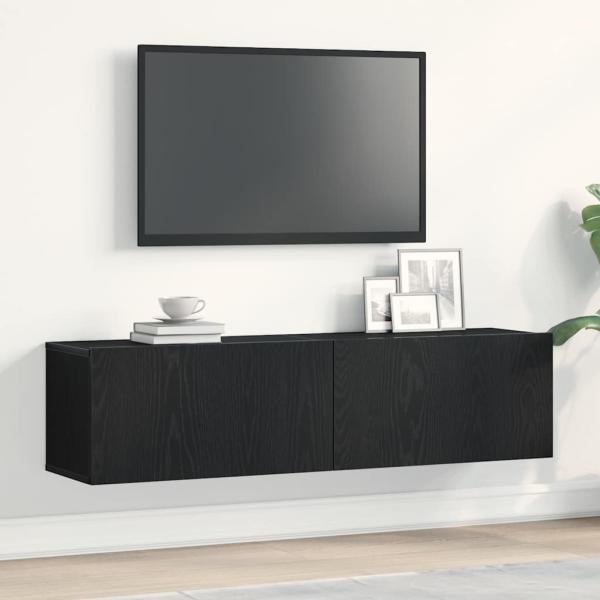 ARDEBO.de - TV-Schrank Schwarz Eichen-Optik 120x30x30,5 cm Holzwerkstoff