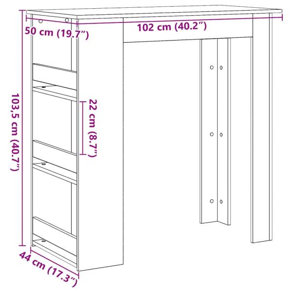 Bartisch mit Regal Schwarz Eichen-Optik 102x50x103,5 cm