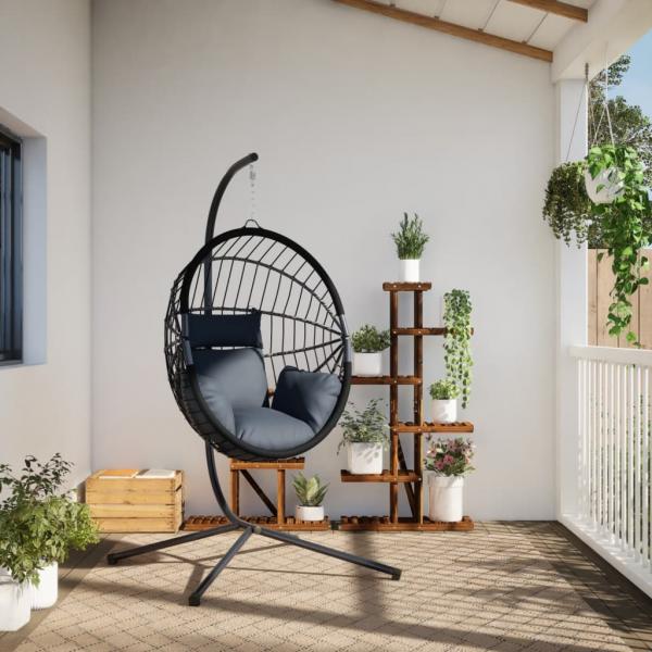 Hängesessel Ei-Design mit Ständer Anthrazit Rattan und Stahl