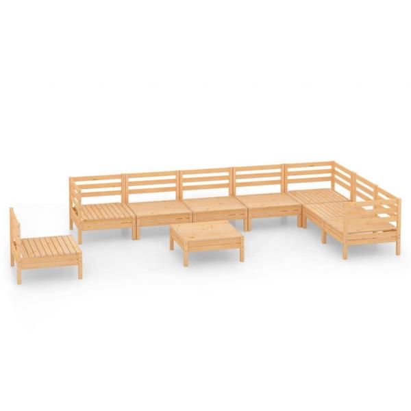 9-tlg. Garten-Lounge-Set Massivholz Kiefer