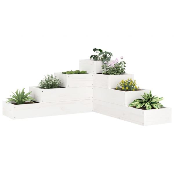 ARDEBO.de - Pflanzentreppe 4 Stufen 80,5x79x36 cm Weiß Massivholz Kiefer