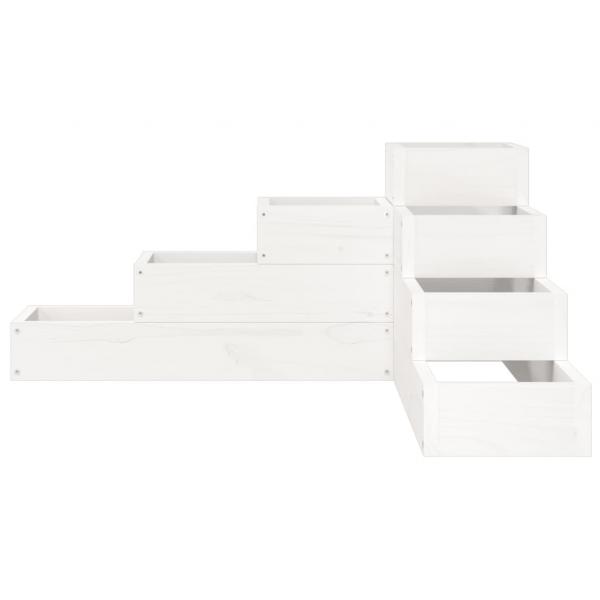 Pflanzentreppe 4 Stufen 80,5x79x36 cm Weiß Massivholz Kiefer