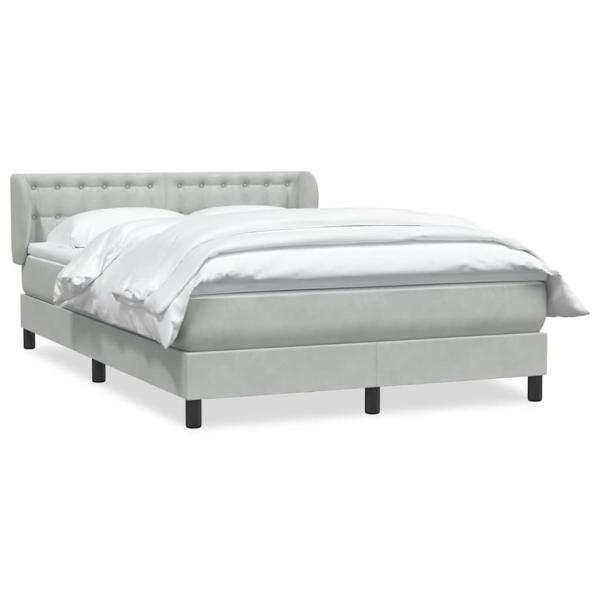 ARDEBO.de - Boxspringbett mit Matratze Hellgrau 160x220 cm Samt