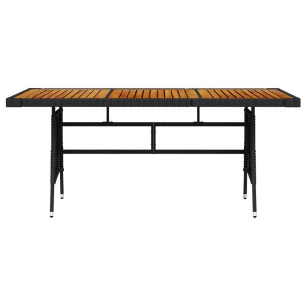 Gartentisch Schwarz 160x70x72cm Poly Rattan & Massivholz Akazie