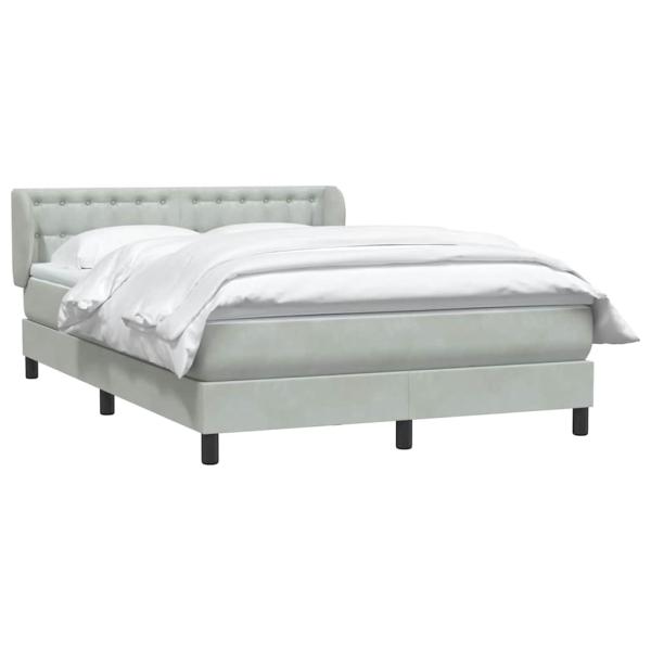 ARDEBO.de - Boxspringbett mit Matratze Hellgrau 160x210 cm Samt