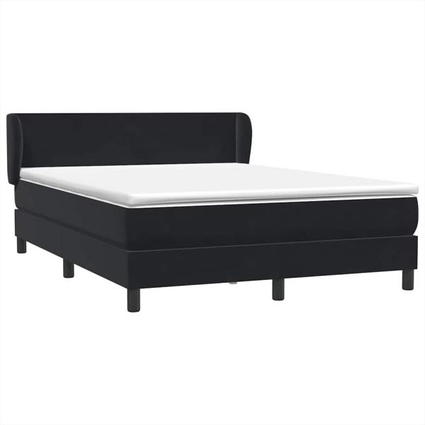 Boxspringbett mit Matratze Schwarz 140x210 cm Samt