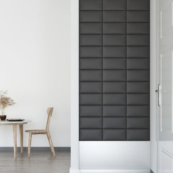 Wandpaneele 12 Stk. Grau 30x15 cm Kunstleder 0,54 m²