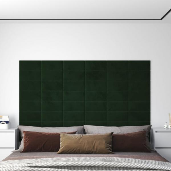 ARDEBO.de - Wandpaneele 12 Stk. Dunkelgrün 30x15 cm Samt 0,54 m²