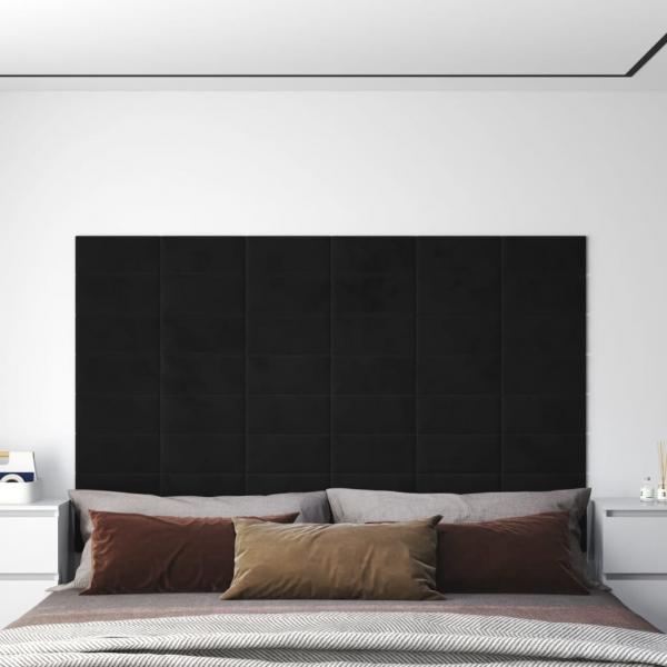 ARDEBO.de - Wandpaneele 12 Stk. Schwarz 30x15 cm Samt 0,54 m²