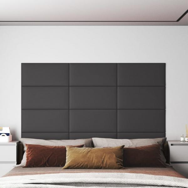 ARDEBO.de - Wandpaneele 12 Stk. Grau 60x30 cm Kunstleder 2,16 m²