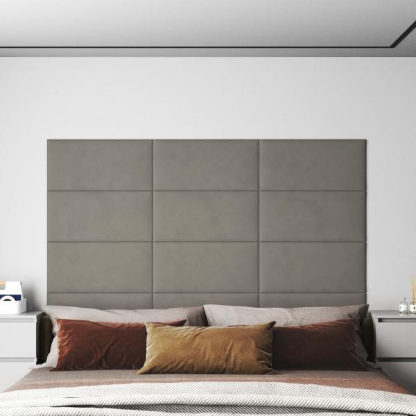 ARDEBO.de - Wandpaneele 12 Stk. Hellgrau 60x30 cm Samt 2,16 m²