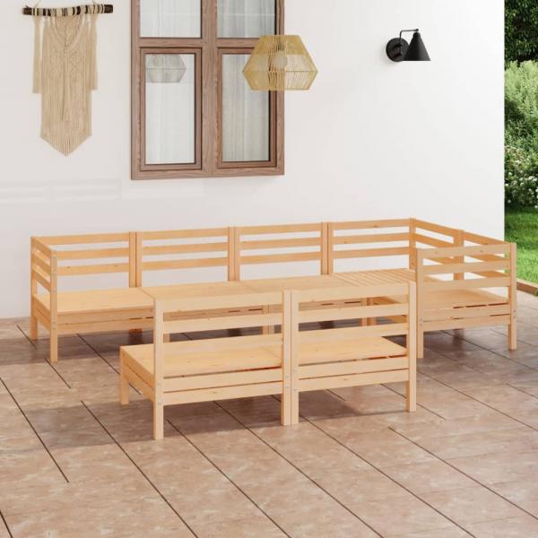 ARDEBO.de - 7-tlg. Garten-Lounge-Set Massivholz Kiefer