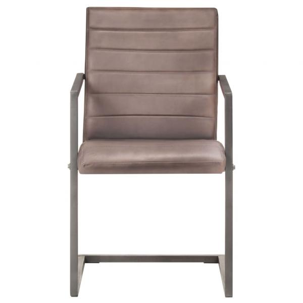 Freischwinger 2 Stk. Braun Echtleder