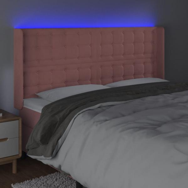 LED Kopfteil Rosa 163x16x118/128 cm Samt