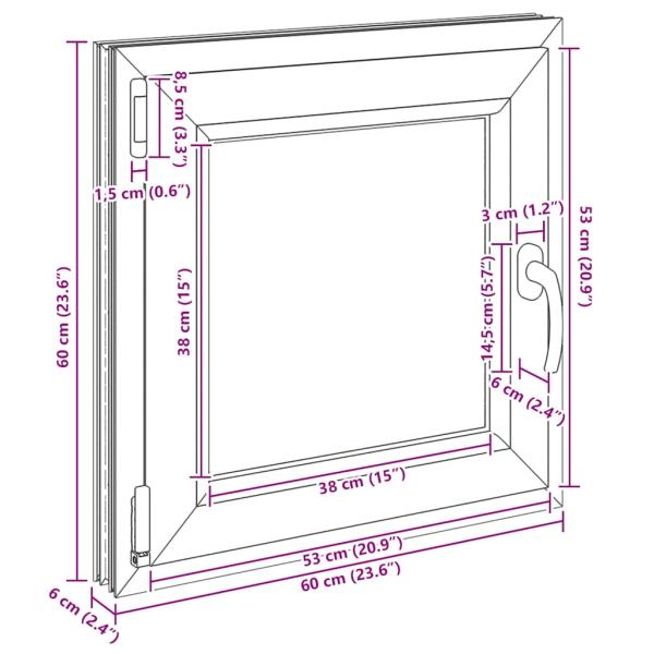 Kellerfenster RISOR 60x60 cm Dreh Kipp DIN Links Weiß