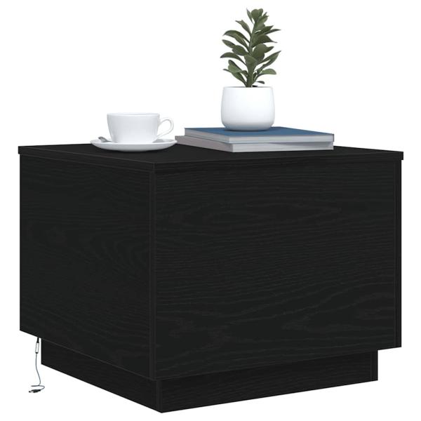 Couchtisch mit LED-Leuchten Schwarz Eichen-Optik 50x50x40 cm