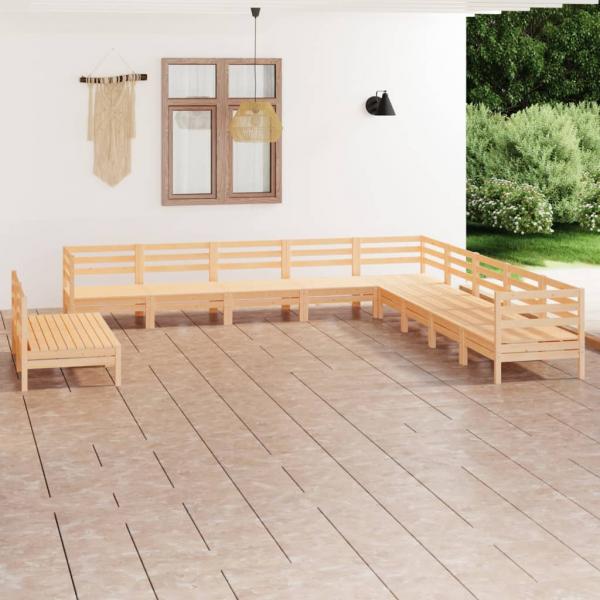 ARDEBO.de - 11-tlg. Garten-Lounge-Set Massivholz Kiefer