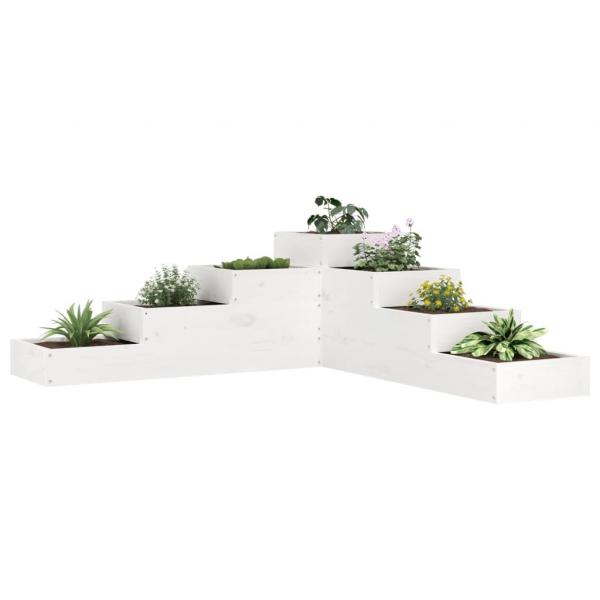 ARDEBO.de - Pflanzentreppe 4 Stufen 106x104,5x36 cm Weiß Massivholz Kiefer