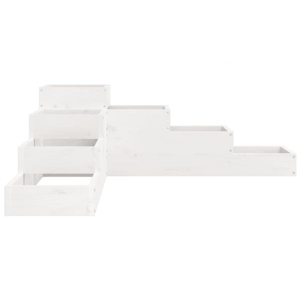 Pflanzentreppe 4 Stufen 106x104,5x36 cm Weiß Massivholz Kiefer