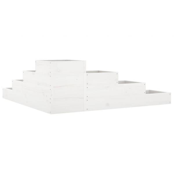 Pflanzentreppe 4 Stufen 106x104,5x36 cm Weiß Massivholz Kiefer
