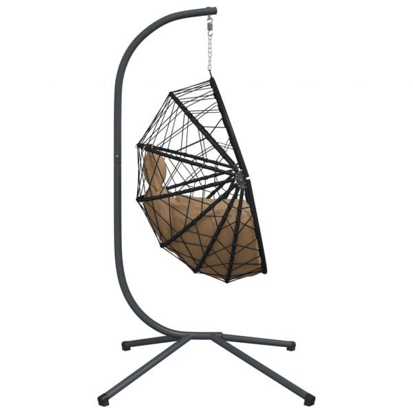 Hängesessel Ei-Design mit Ständer Taupe Rattan und Stahl