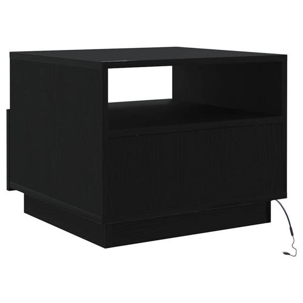Couchtisch mit LED-Leuchten Schwarz Eichen-Optik 50x49x40 cm