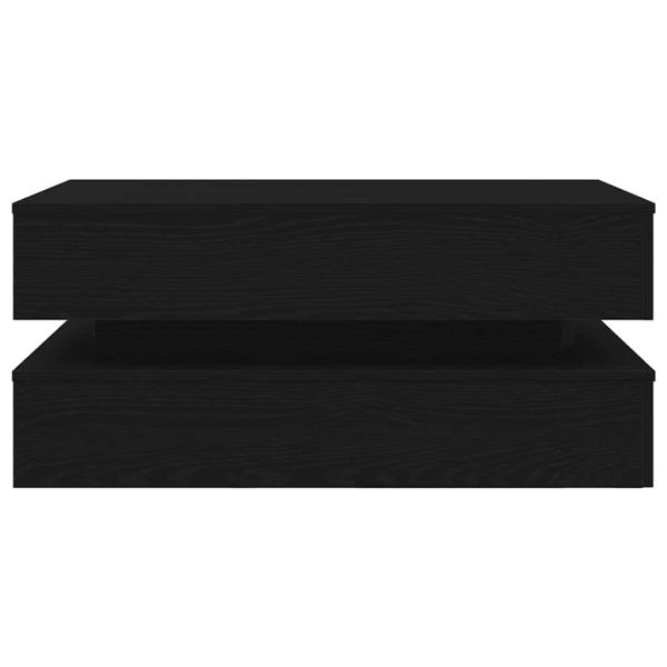 Couchtisch mit LED-Leuchten Schwarz Eichen-Optik 90x50x40 cm