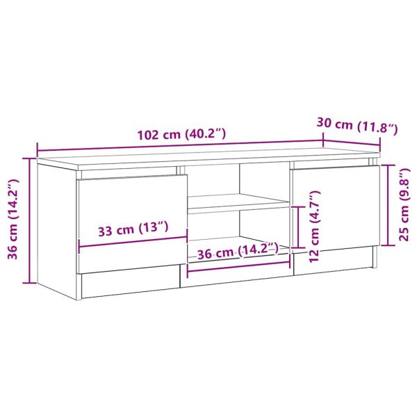 TV-Schrank Schwarz Eichen-Optik 102x30x36 cm Holzwerkstoff