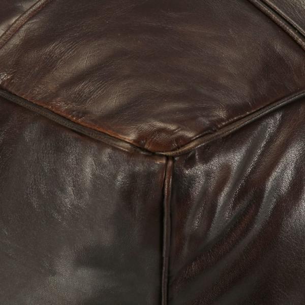 Pouf Dunkelbraun 60 x 60 x 30 cm Echtes Ziegenleder