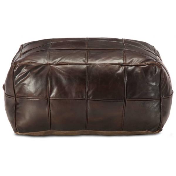 Pouf Dunkelbraun 60 x 60 x 30 cm Echtes Ziegenleder