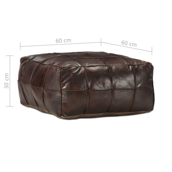 Pouf Dunkelbraun 60 x 60 x 30 cm Echtes Ziegenleder