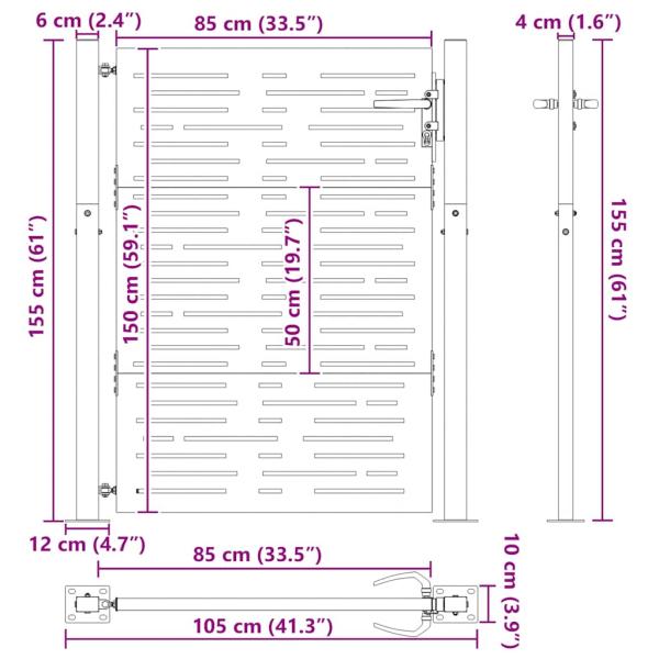 Gartentor 105x155 cm Cortenstahl Quadratisches Design