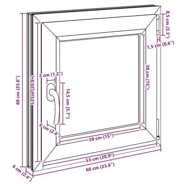Kellerfenster RISOR 60x60 cm Dreh Kipp DIN Rechts Anthrazit